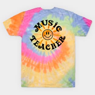 Music Teacher - Back Print - Groovy Happy Sunshine Gift T-Shirt